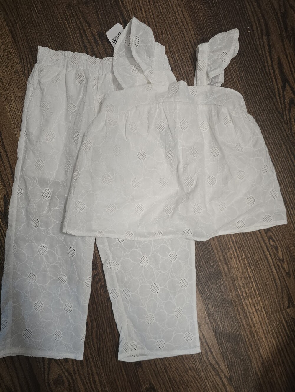 Girls 5t White Eyelet Embroirdered Two-Piece Set